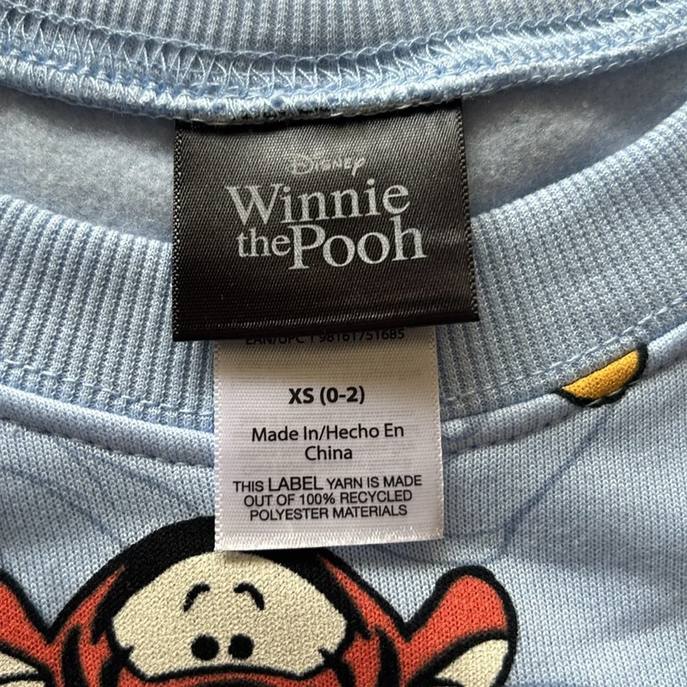 NWOT Disney Winnie the Pooh & Friends Allover Graphic Sweatshirt Light Blue XS - Picture 6 of 15